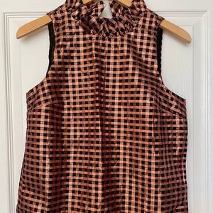J.Crew Ruffleneck sleeveless top in Lurex crinkle gingham